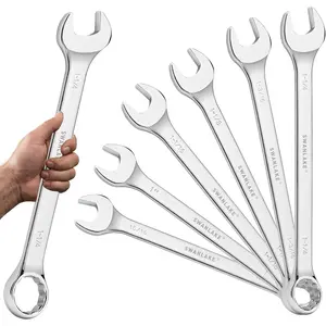 SAE Wrench Set, Large Wrench Set, 15/16″, 1", 1-1/16", 1-1/8", 1-3/16", 1-1/4" Long Big Box End Wrenches Tools Set with Rolling, 12 Point Combination Wrenches Sets