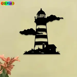 1pc Lighthouse Metal Wall Art,Lighthouse Statue Mural, Ideal Gift for New Year, Easter, Lighthouse Decor Enthusiasts, Weather-Resistant Metal Wall Decor Wall Sculptures, Perfect for Patio Wall & Garden Fence Coastal Enthusiasts