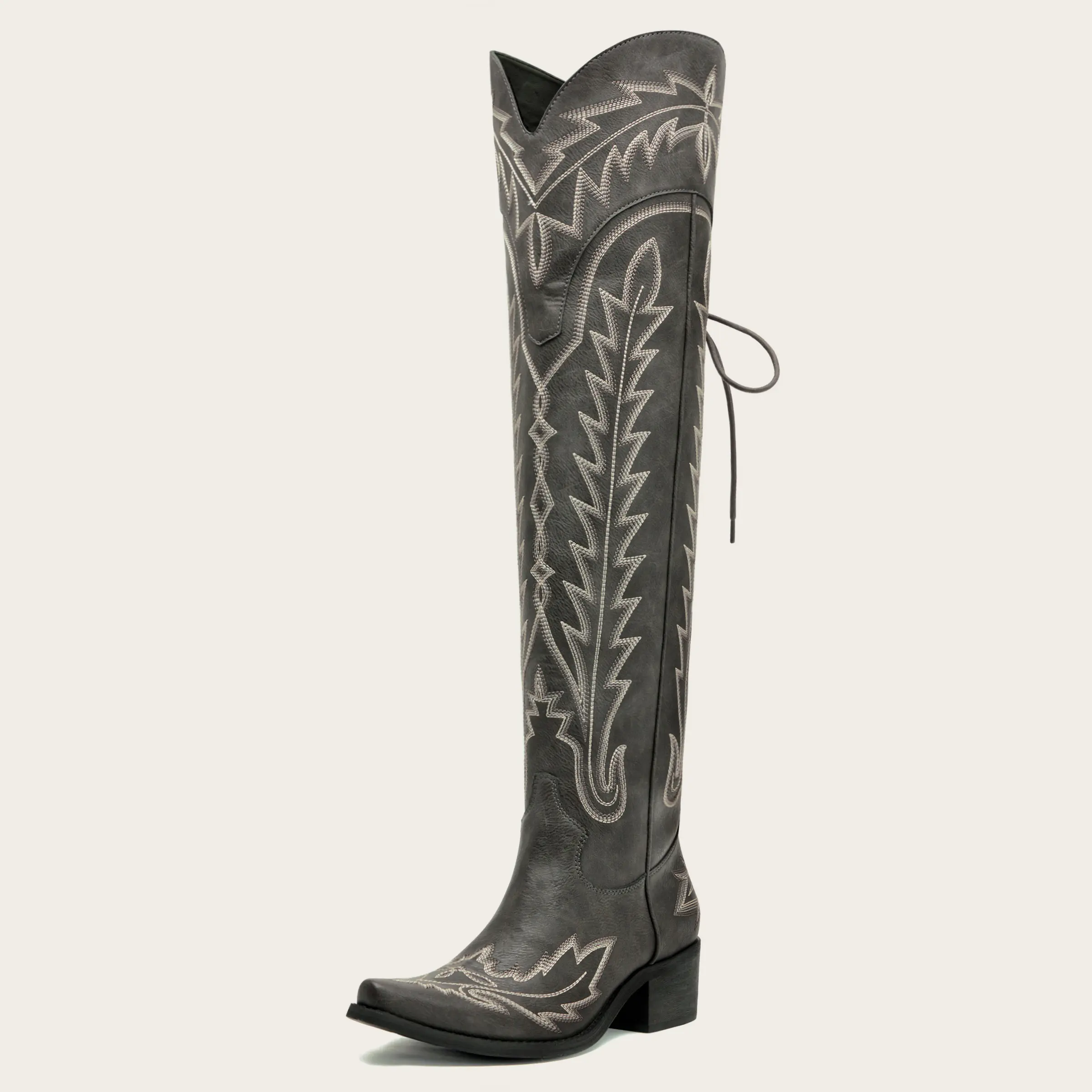 REDTOP Women's Embroidered Western Cowgirl Boots - Over-the-Knee Thigh-High, Chunky Heels, Elegant Stylish, Durable Construction, Shoe Footwear for Special Occasions Everyday Wear