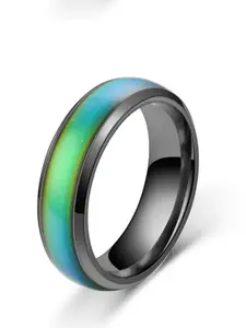 1 piece of men's temperature-sensitive color-changing ring, stainless steel gradient ring, fashionable jewelry temperature-sensing mood ring, men's trendy accessory, daily casual street style party gift, Statement Ring