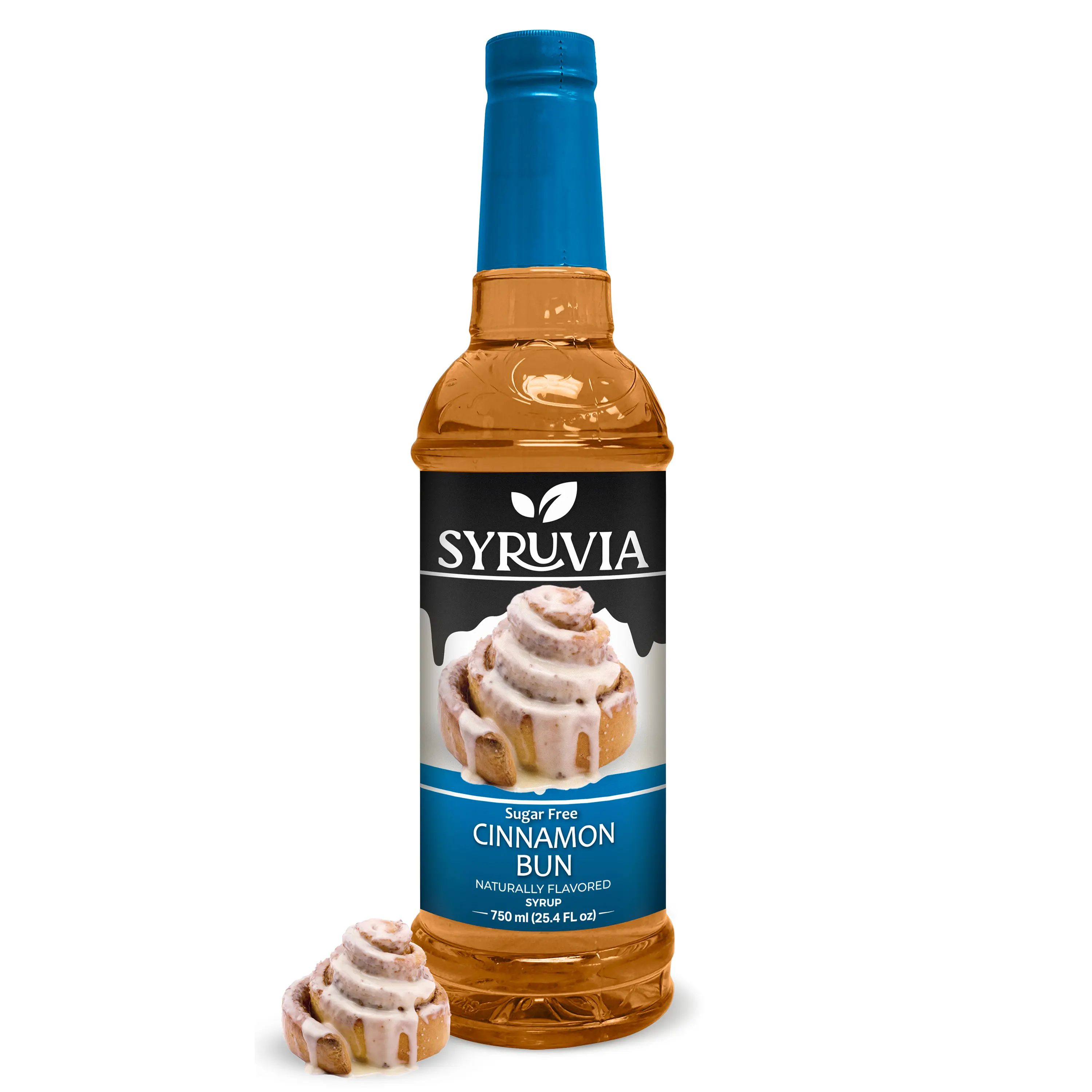 Syruvia Sugar-Free Cinnamon Bun Coffee Syrup, 25.4 fl oz - Premium 0-Calorie Sweet Beverage Flavoring, Kosher, Gluten-Free for Drinks, Desserts