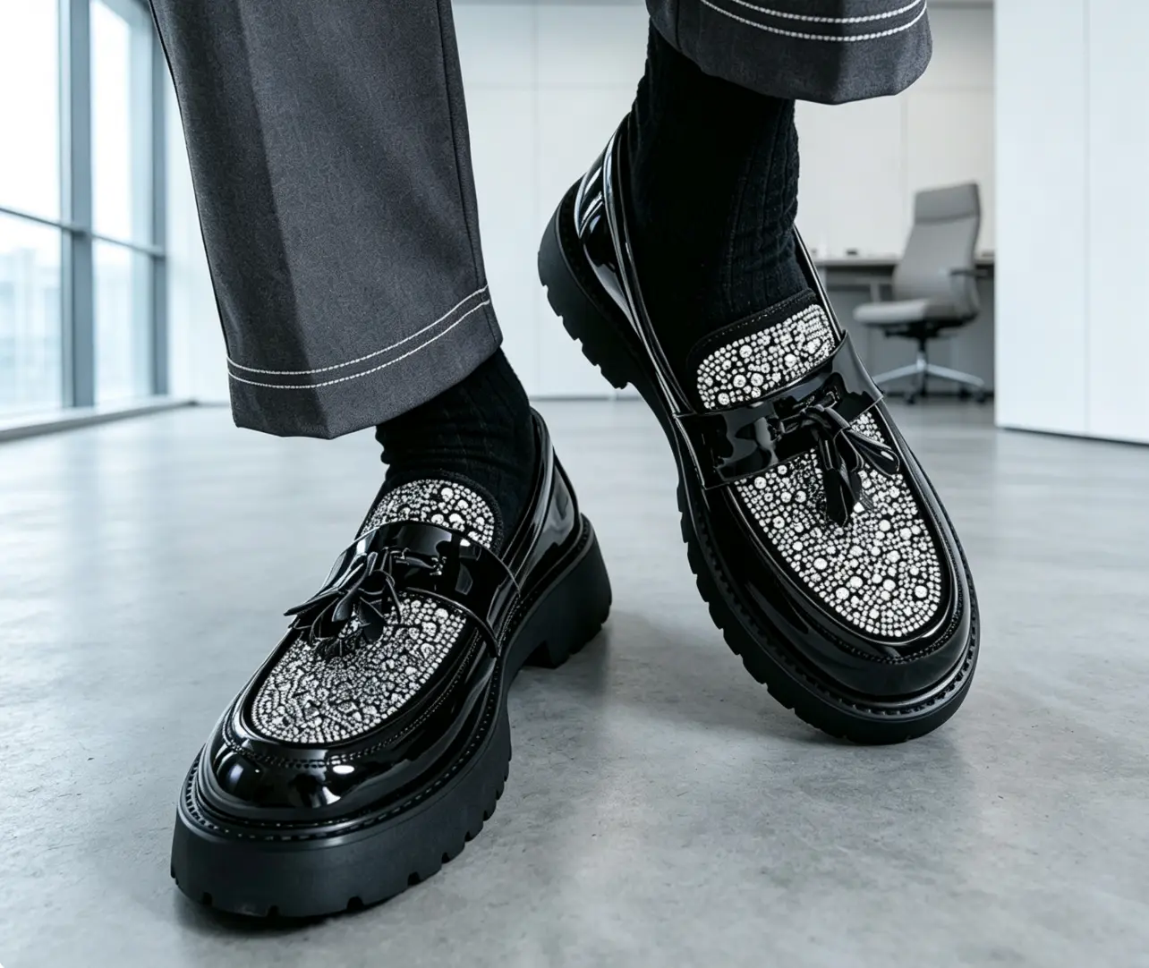 Men’s platform loafers—fashionable casual leather shoes suitable for office days, weekend gatherings, and city walks