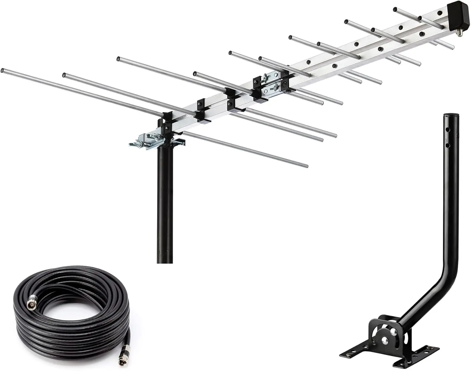 Outdoor Yagi HD Antenna  Long-Range Digital TV Antenna with 40FT RG6 Coax  & J Mount, Ideal for Attic, Roof, or RV, Clear OTA Reception in 4K/1080P, All-Metal Design