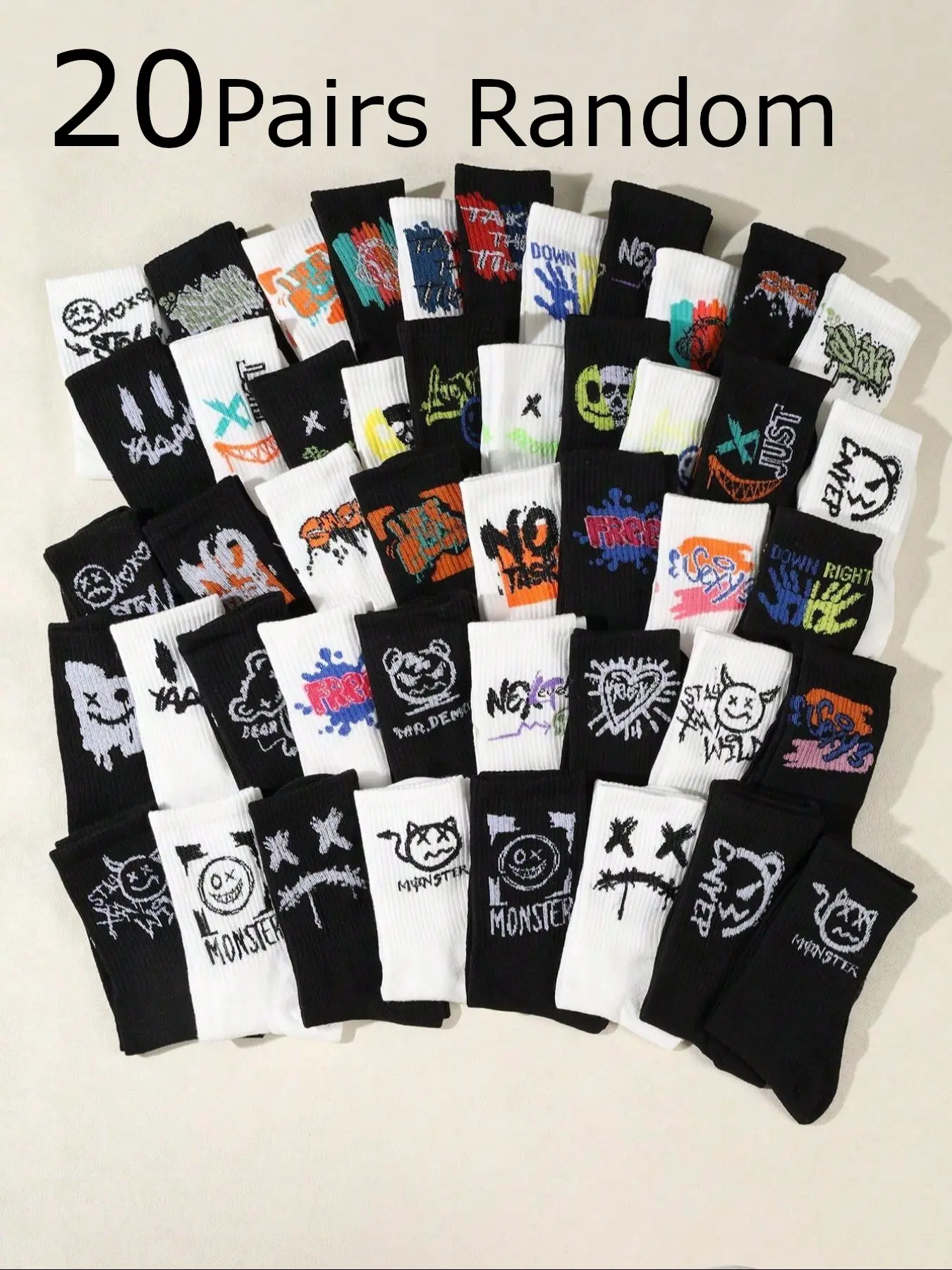 Youth Men's Crew Athletic Socks, Socks Pairs, Abstract Pop Art Print, Wacky Socks, Funky Socks, Abstract Graffiti Socks, Comfortable Soft Mid-Calf Socks, Street Style, All-Seasons, Unisex Basketball Socks, Sports, Menswear