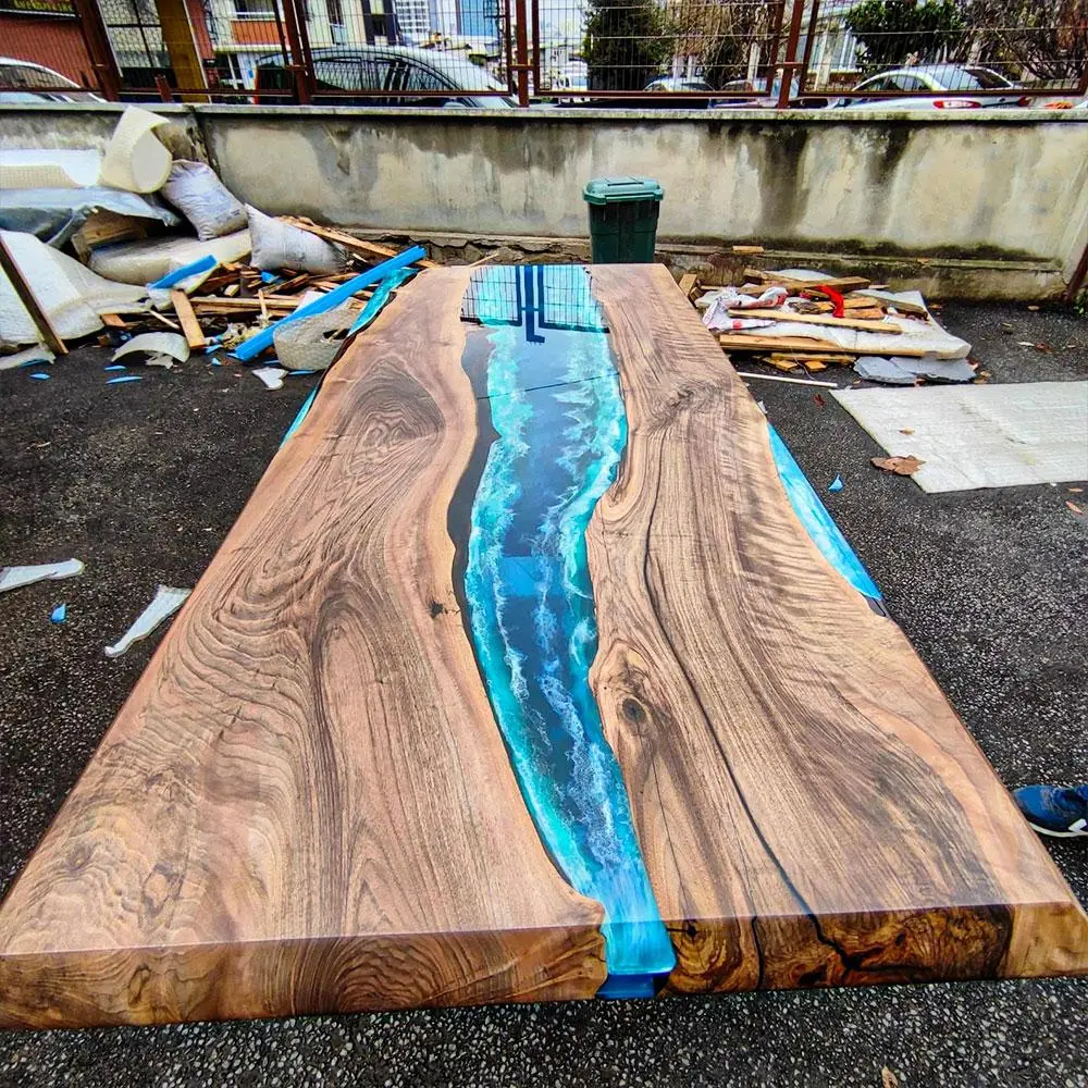 [BSO016] Black Walnut Wood Epoxy Table custom epoxy river slab table, Executive Desk, Custom Large Epoxy River Table, Solid Wood Slabs Table, Large Computer Office Desk Workstation, Business Furniture for Home Office