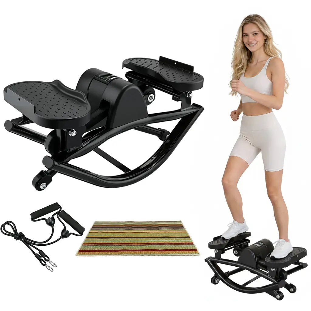 Mini Stepper with Side-to-Side Swing Action, Portable Home Fitness Equipment with Resistance Bands and LCD Monitor, 300 lbs Capacity summerwins