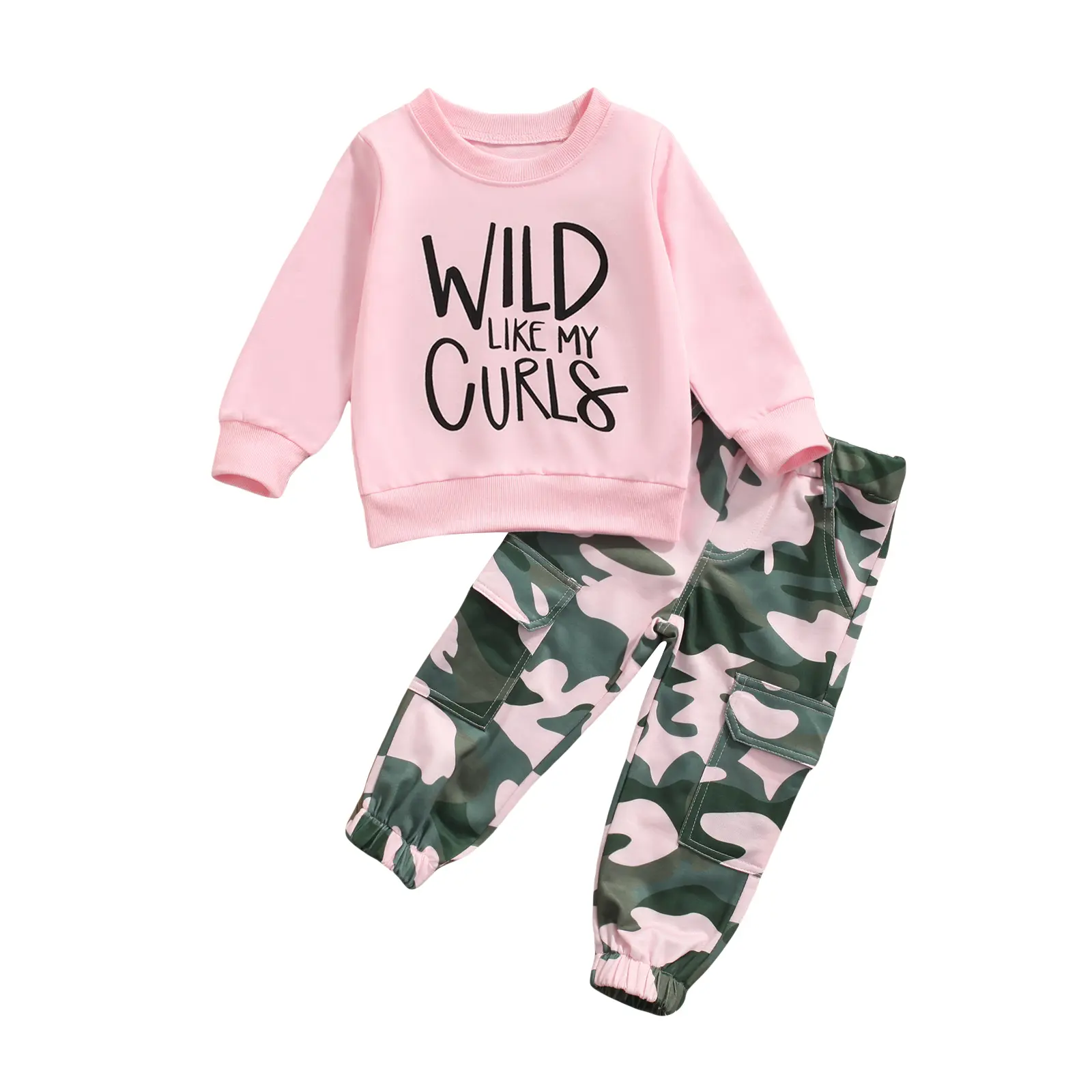 Toddler Girls Clothes 2T 3T 4T 5T Fall Outfits Baby Pullover Sweatshirt & Camouflage Pants Set Kids Winter Sweatsuit