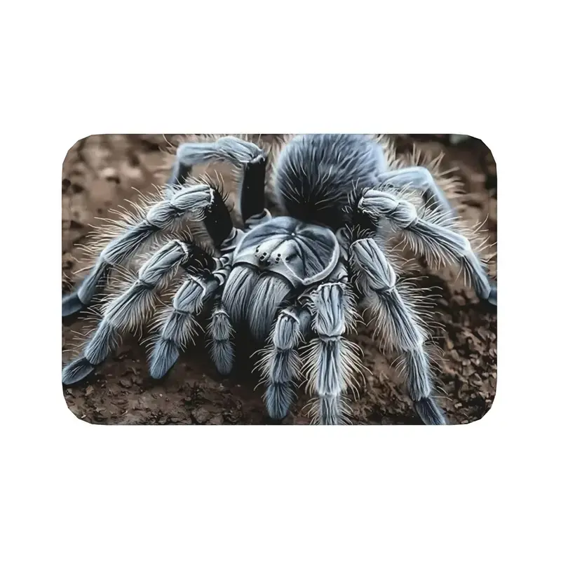 1 Realistic Large Spider Horror Floor mat, Decorative mat, Indoor area mat, horror movie poster pattern, machine washable, soft, comfortable, non-slip, Halloween home decor, Suitable for entryway, living room, and bedroom flooring, House decor mat