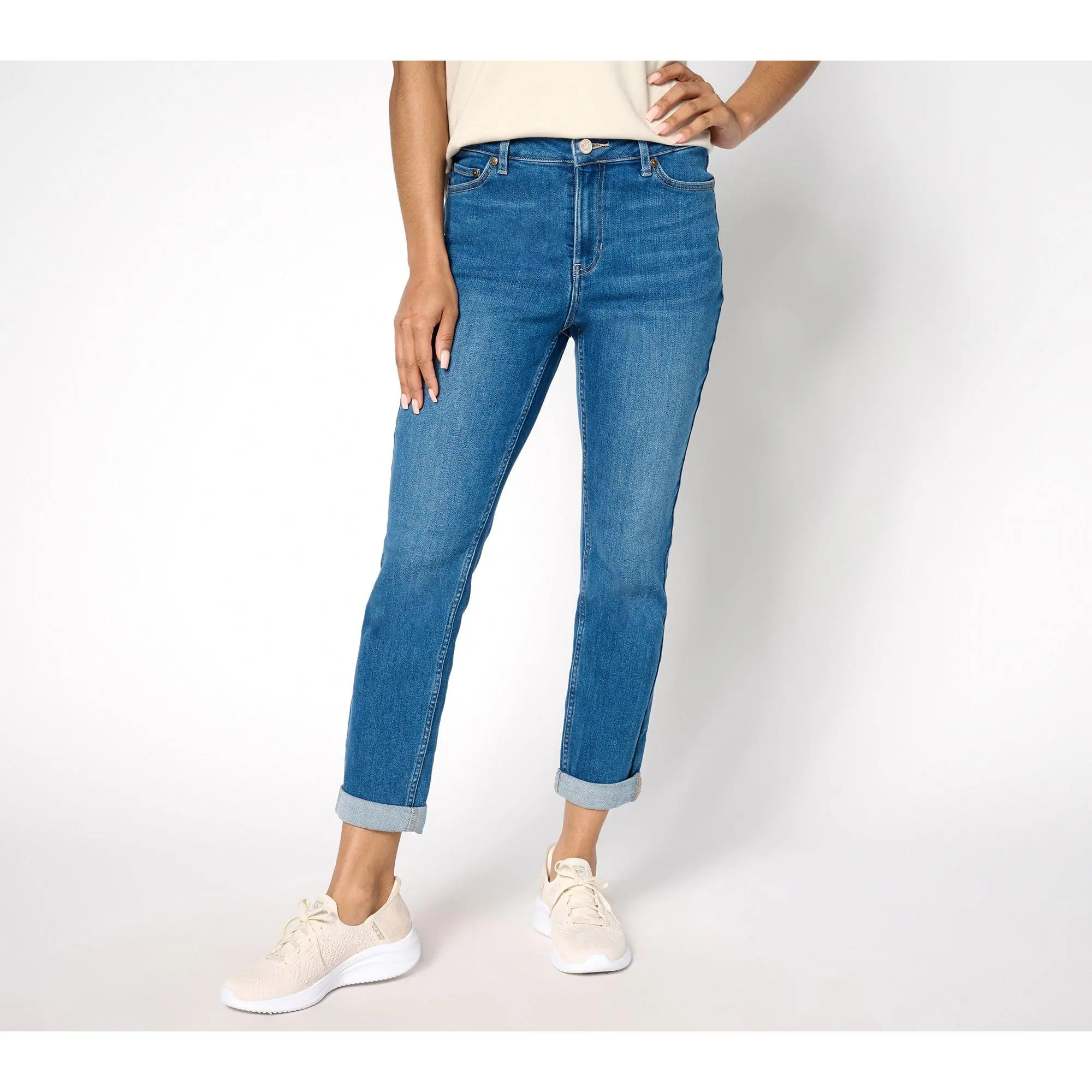 Martha Stewart Signature Petite Indigo Rolled Hem Ankle Jeans Martha Stewart Signature Petite Indigo Rolled Hem Ankle Jeans