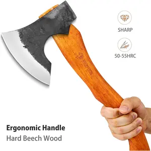 15.5" Camping Hatchet Axe  1065 High Carbon Steel MultiPurpose Axe for Camping  Survival