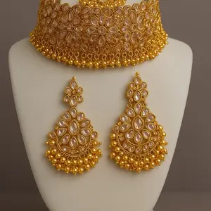 Indian Kundan Choker Set for Women - Festive Necklace Set for Parties and Weddings