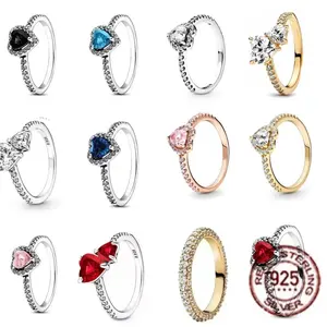 FASHION - 925 Sterling Silver Latest Multiple Colors Sparkling Heart-shaped Ring - Luxurious Exquisite Charm Jewelry Surprise Memorial Gif