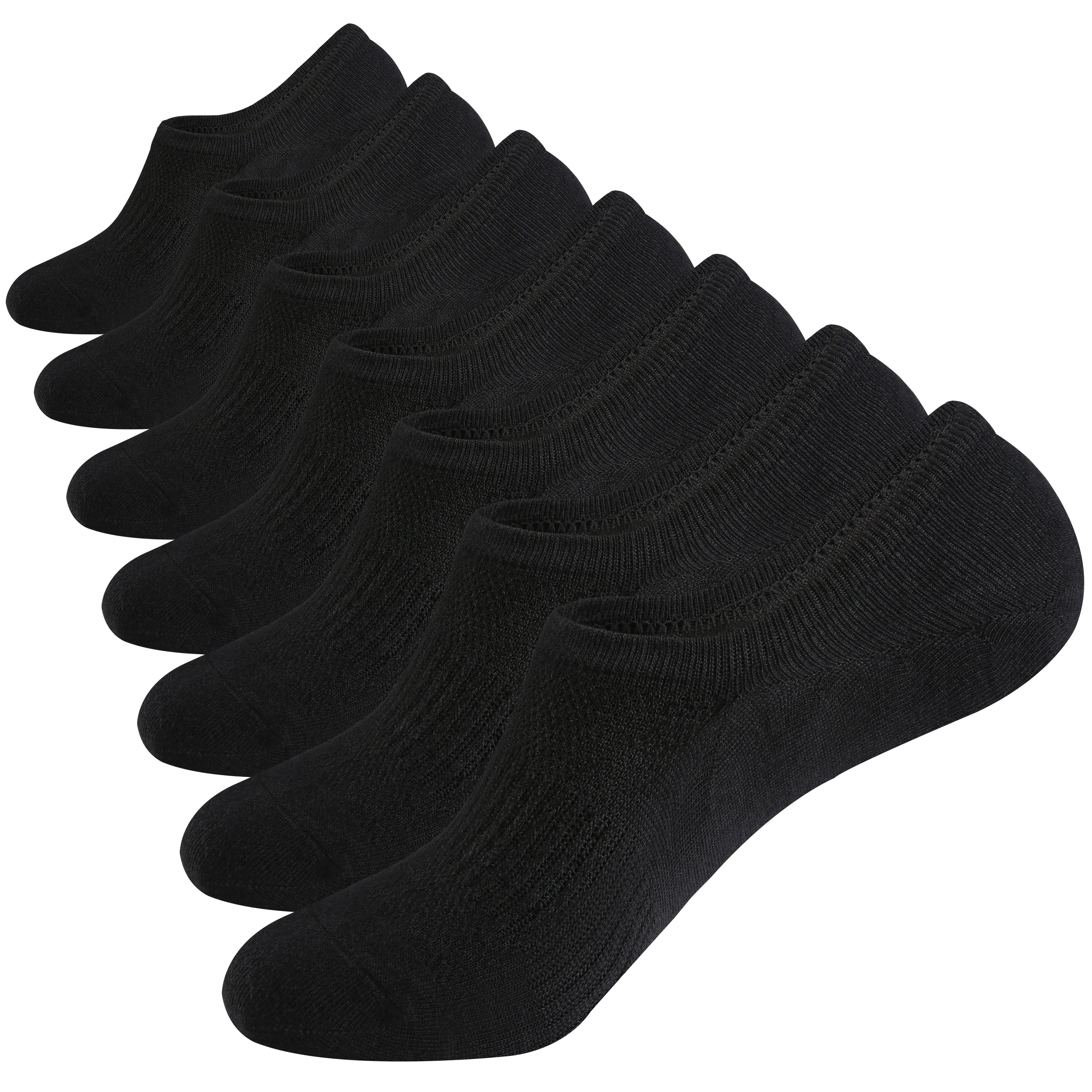 WANDER Menswear 7 Pairs No-Show Ankle Socks for Men, Breathable Cotton Blend with Non-Slip Grip, Thin Solid Casual Fit, No Show Socks, Invisible, Multi-Size, 4Black+3Gray, L (9-11)