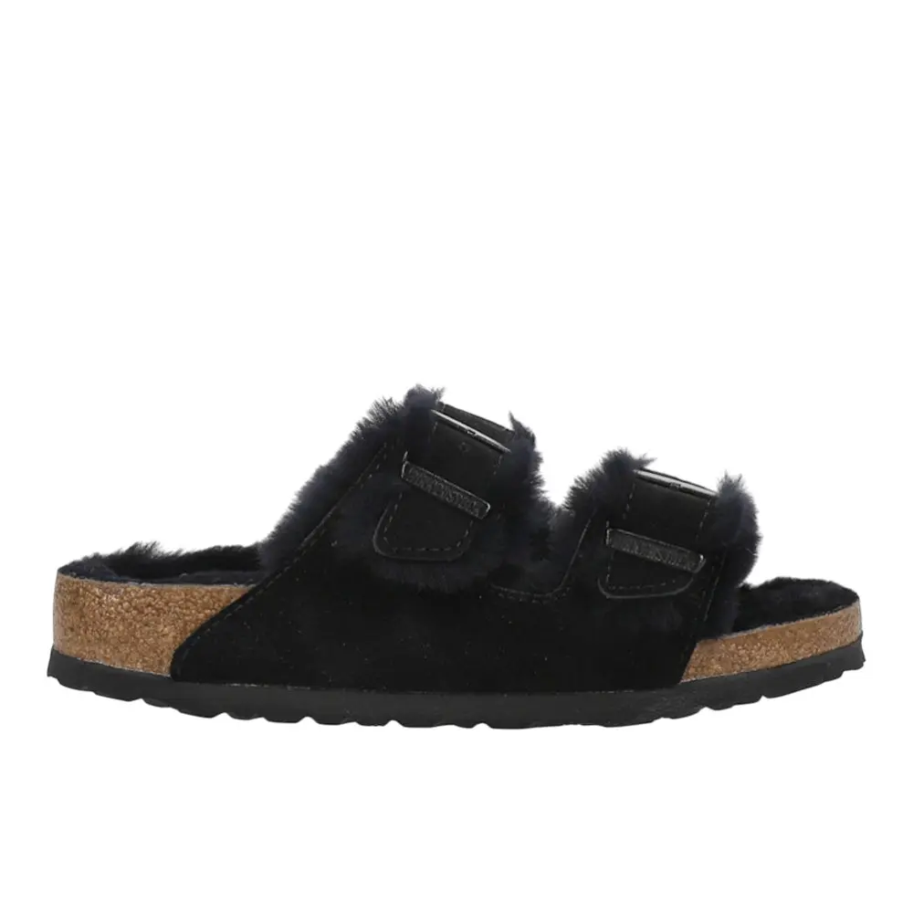 BIRKENSTOCK Mens Arizona Shearling Suede Leather Casual Sandals Casual - Black