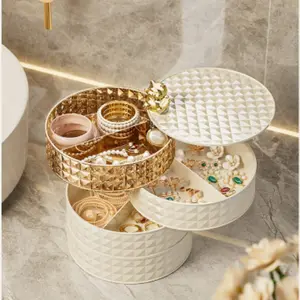 Jewelry Storage Box, Rotating Jewelry Organizer, Large Capacity Multi-Layer, Suitable for Women, Girls, Round Earrings, Home Display