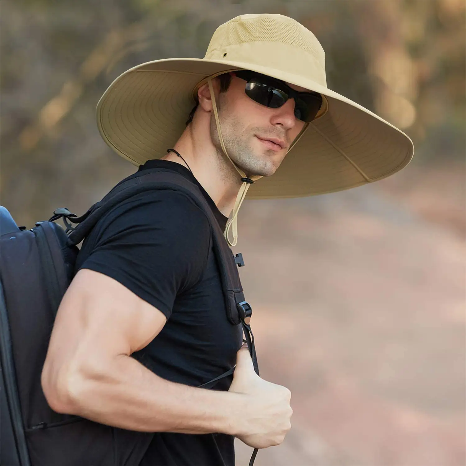 Super Wide Brim Bucket Hat UPF50+ Waterproof Breathable Sun Hat for Fishing Hiking Camping