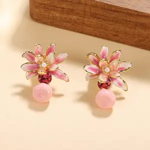 A pair of lovely enamel petal earrings - perfect for gifting - flower drop earrings
