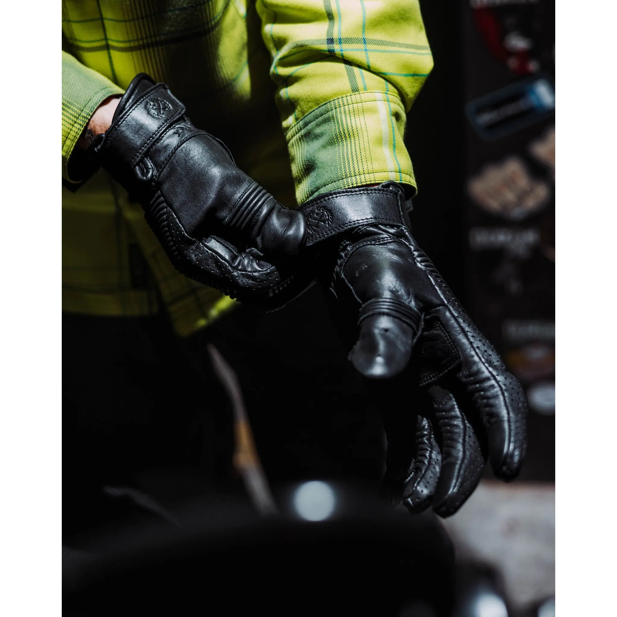 Jasper Leather Moto Gloves - Black
