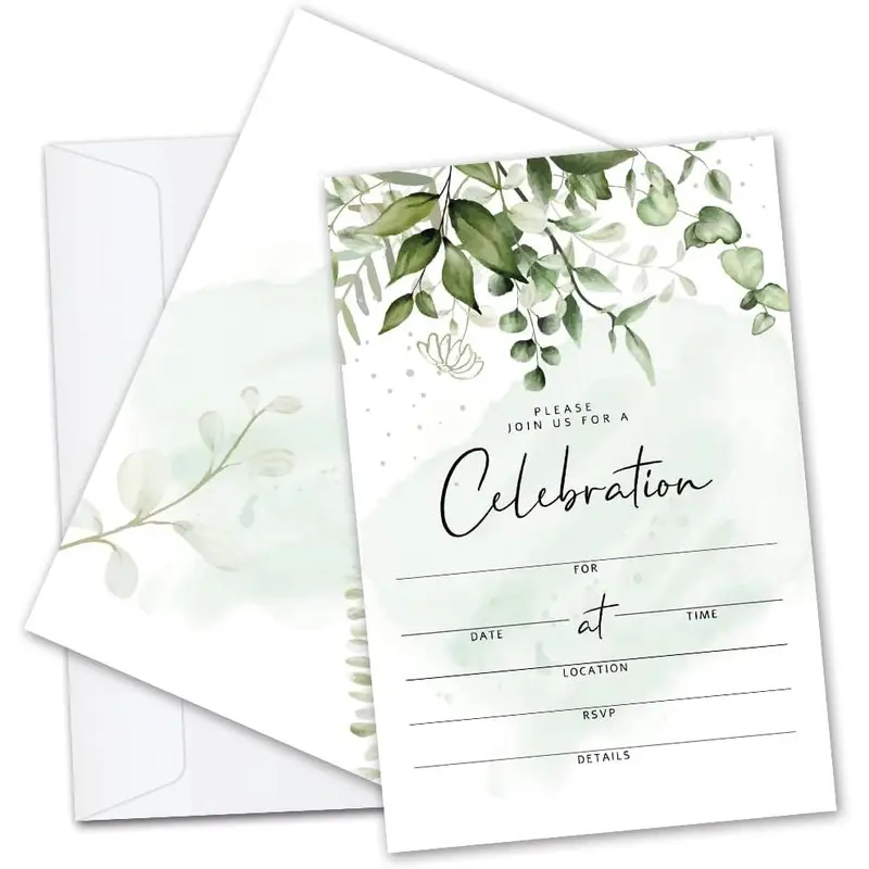 25 Wedding Reception Invitation, Bridal Shower Fill-in Invites Cards, Engagement Invitations with Envelopes, Beautiful and Minimalist Wedding Planning Supplies (JY083)