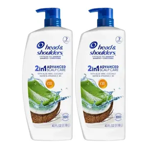 Head & Shoulders 2in1 Advanced Scalp Care Shampoo & Conditioner 40 FL OZ with Aloe Vera, Coconut Water & Vitamins E & B3, PACK OF 2