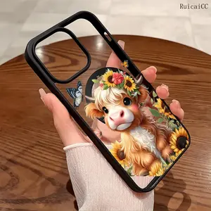 Premium Magnetic Phone Cases for iPhone11/12/13/14/15/16//17/Air/promax/Plus Highland Cow Sunflower and Butterfly y2k cased MagSafe Ready, Anti-Fall, Springtok and Ultra-Thin Design | Perfect for Everyday Use Protector Screen Protector Aesthetic Resistanc