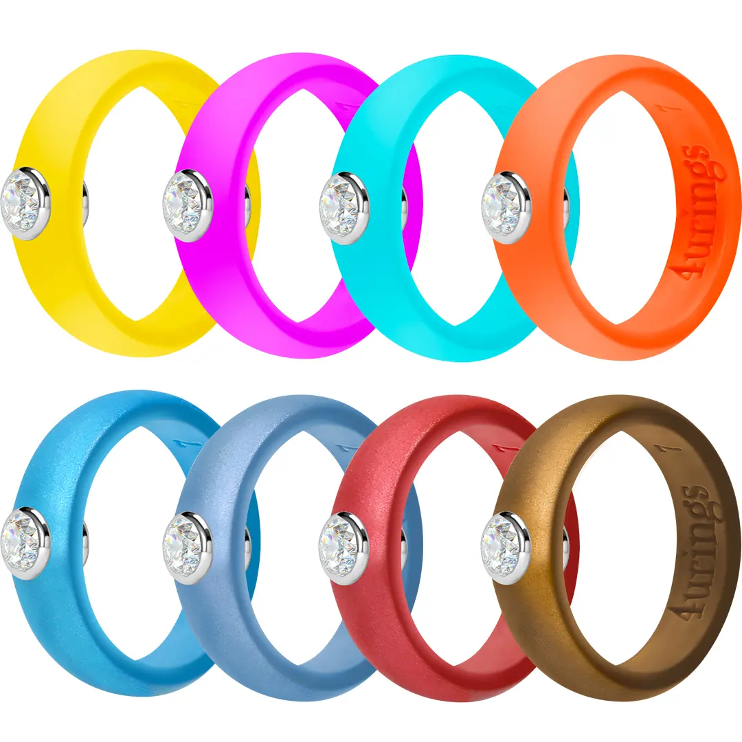 Sparkling Silicone Ring with Rhinestone, Hypoallergenic & Comfort Fit Wedding Band for Everyday Wear, Meaningful Gift for Her | Sizes 4-12, Meaningful Gifts, Sparkling Stones, Band-Shaped Rings, Unique Engagement Ring, Bridal Ring Set