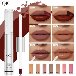 QIC 2-in-1 Peel-Off Lip Stain: Dual-Ended Lip Liner & Glossy Oil – Waterproof, Transfer-Proof, Long-Lasting Korean Tint Lipstick Semi-Permanent Matte Tattoo makeup