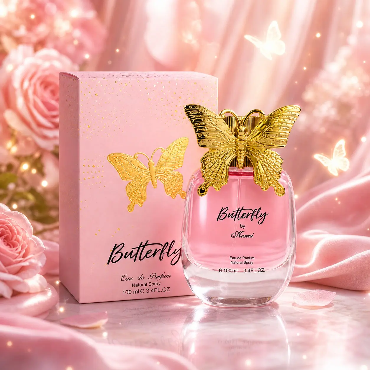 Butterfly Blossom Perfume, Floral Fruity Vanilla, Sweet Dragon Fruit & Silky Vanilla, Tropical Flowers Scent, Elegant Gift for Women, Free Hand Sanitizer Included, Tropical Floral Fragrance