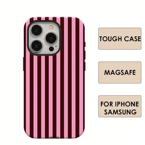 MagSafe/Tough Case Luxury Fashionable Striped Black Double-layer Back Cover, Compatible with Iphone 11, 12, 13, 14, 15 16E  17 Pro Max and Pro Plus