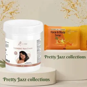 Byen Blan 2-Piece Brightening Skincare Set - 4oz Turmeric Face Cream, 7oz Carrot Soap