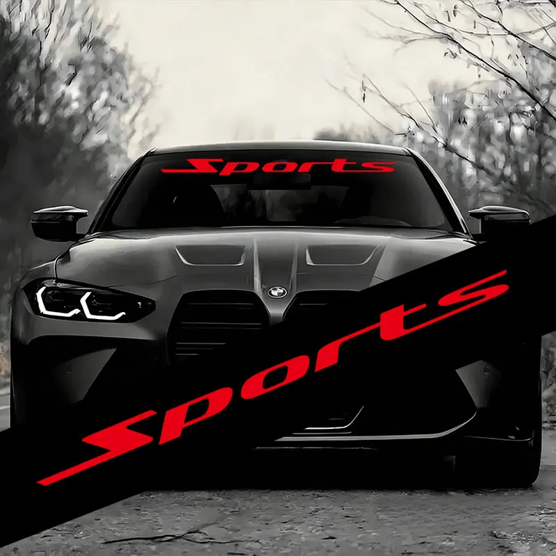 SPORT Sports Front & Rear Gear Stickers Letter Reflective Sunshade & Windshield Stickers for Enhanced Vehicle Aesthetics Easy Application Reflective Design