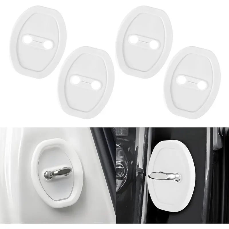 【Summervibes】4pcs Silicone Door Latch Protective Cover Shock Absorbing Car Door Lock Guard for Vehicle Locks Easy Installation