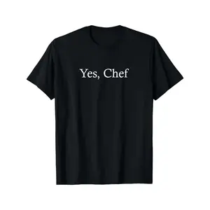 Men's "Yes, Chef" Graphic Black T-Shirt - Relaxed Fit Casual Tee for Cooking Enthusiasts & Culinary Professionals, Soft Breathable Fabric, All-Season Comfort, Hand Wash Only, Chef Apparel, Chef Themed Shirt, Durable  double graphic tee Crewneck Tshirt