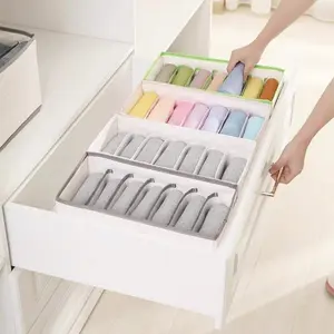 2PCS Durable PP Material Clothing Divider Storage Box 7-Compartment for Pants Underwear Panties Clothing & Scarves Wardrobe Organization