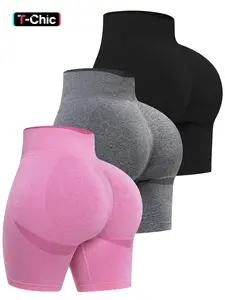 Women's Solid High Waist Leggings, Casual Comfy Breathable Seamless Shorts for Yoga Gym Workout, Ladies Bottoms for All Seasons, Compression Stretch Shorts