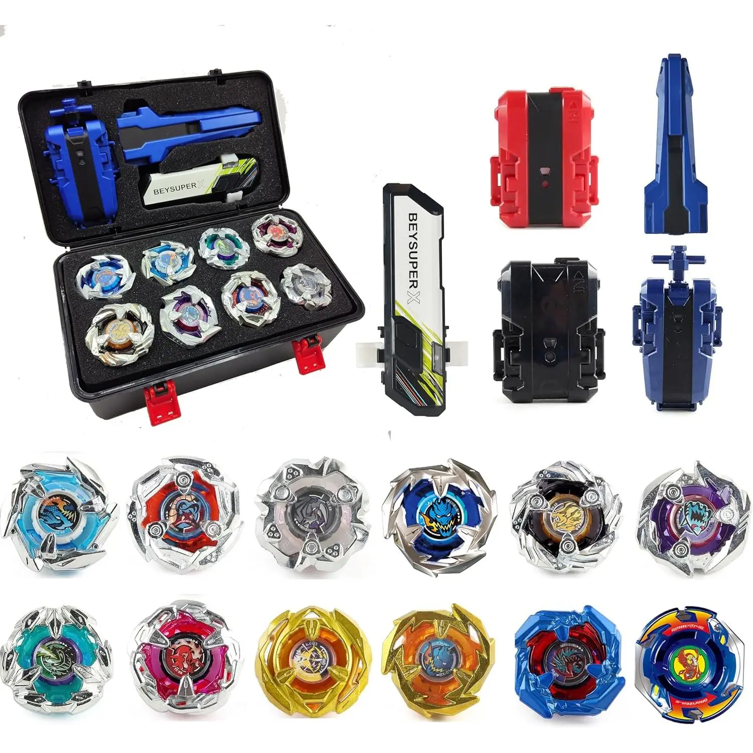 Battling Top Burst Gyro Toy Set Toy Gift for Children Boys Ages 6 8 10 12+ Combat Battling Game 12 Burst Spinning Tops 2 Two Way Launchers Grip Starter (BOZE-BX12), Gyro Spin