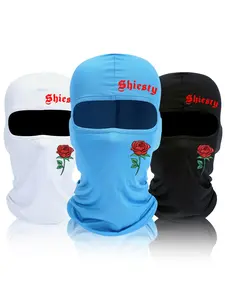 Rose Print Balaclava Full Face Mask, Summer Cooling Neck Gaiter, Motorcycle Ski Scarf for Men Women, Fashion Accessories for Outdoor Cycling, Protective Gear, Motorcycle Bandana
