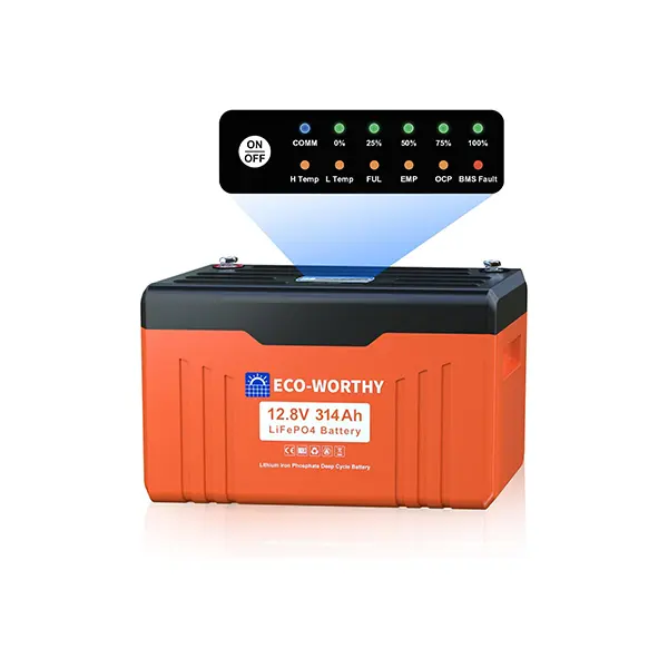 ECO-WORTHY 12V 314AH Solar Rechargeable LiFePO4 Lithium Battery - 4019WH, 200A BMS, SOC LED Status, Bluetooth, Low Temp Protection, 15000 Deep Cycles, Manufacturer Warranty for Off-Grid Camping, Home Backup, Solar Powered Systems, Solar Rechargeable Batte