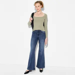 Women's Mid-Rise Flare Curvy Jeans - Wild Fable Dark Wash 0