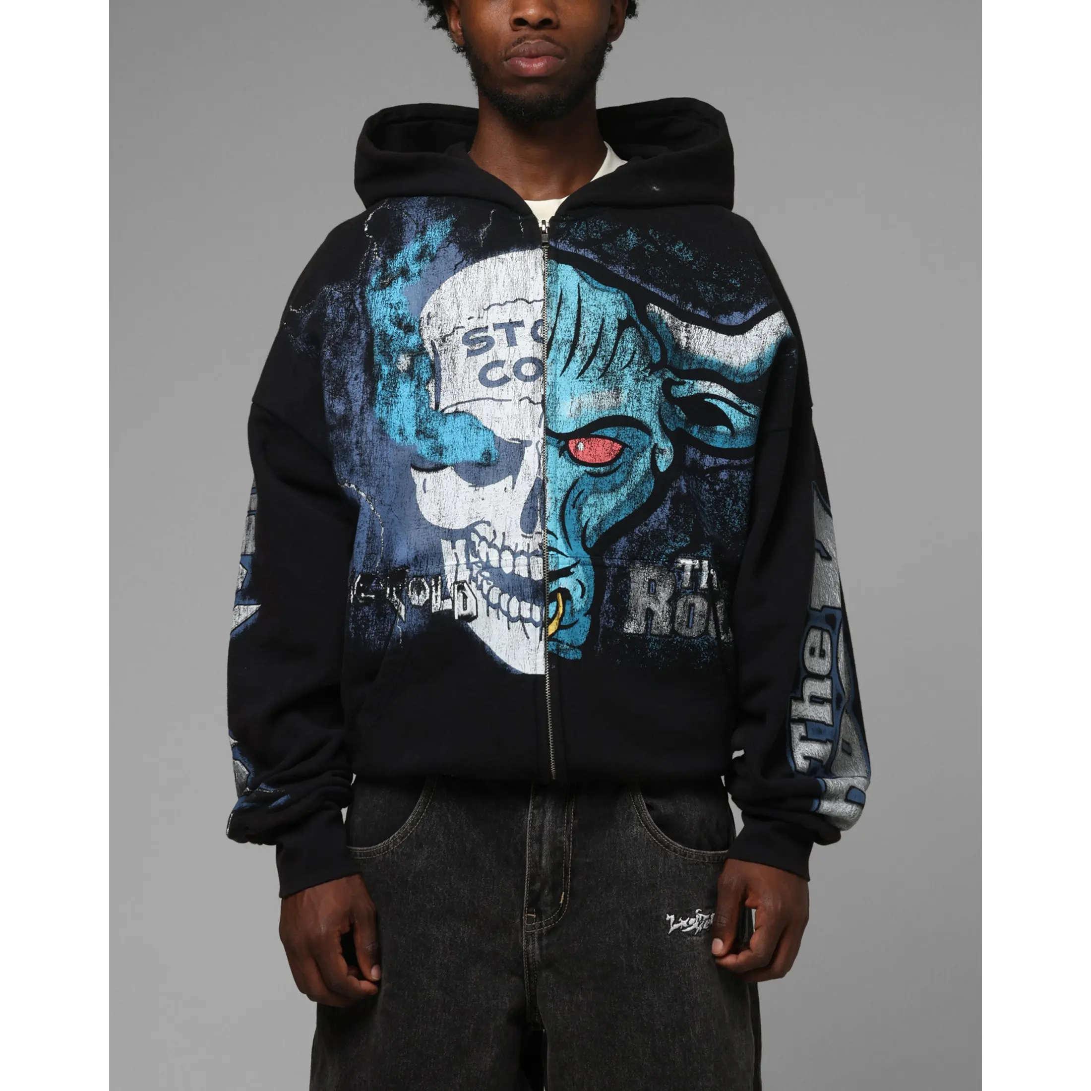 Loiter X WWE Stone Cold Beef Vintage Zip Hoodie Black