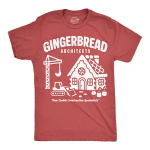 Mens Funny T Shirts Gingerbread Architects Sarcastic Christmas Cookie Graphic Novelty Tee For Men Mens Funny T Shirts Cool Vintage Fashion T-Shirt Gift Classic Menswear Christmas Apparel for Men Funny Food Red -