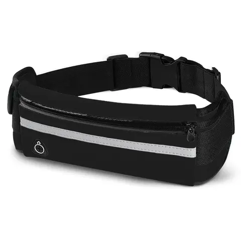 Unisex Quick-Dry Polyester Active Running Belt Sports Accessory, Lightweight Water-Resistant Waist Pack with Reflective Strip, Earphones Hole, 3.3Oz, 27"-49" Fit Range, Adjustable & Fits All Sizes for Trail Running, Hiking