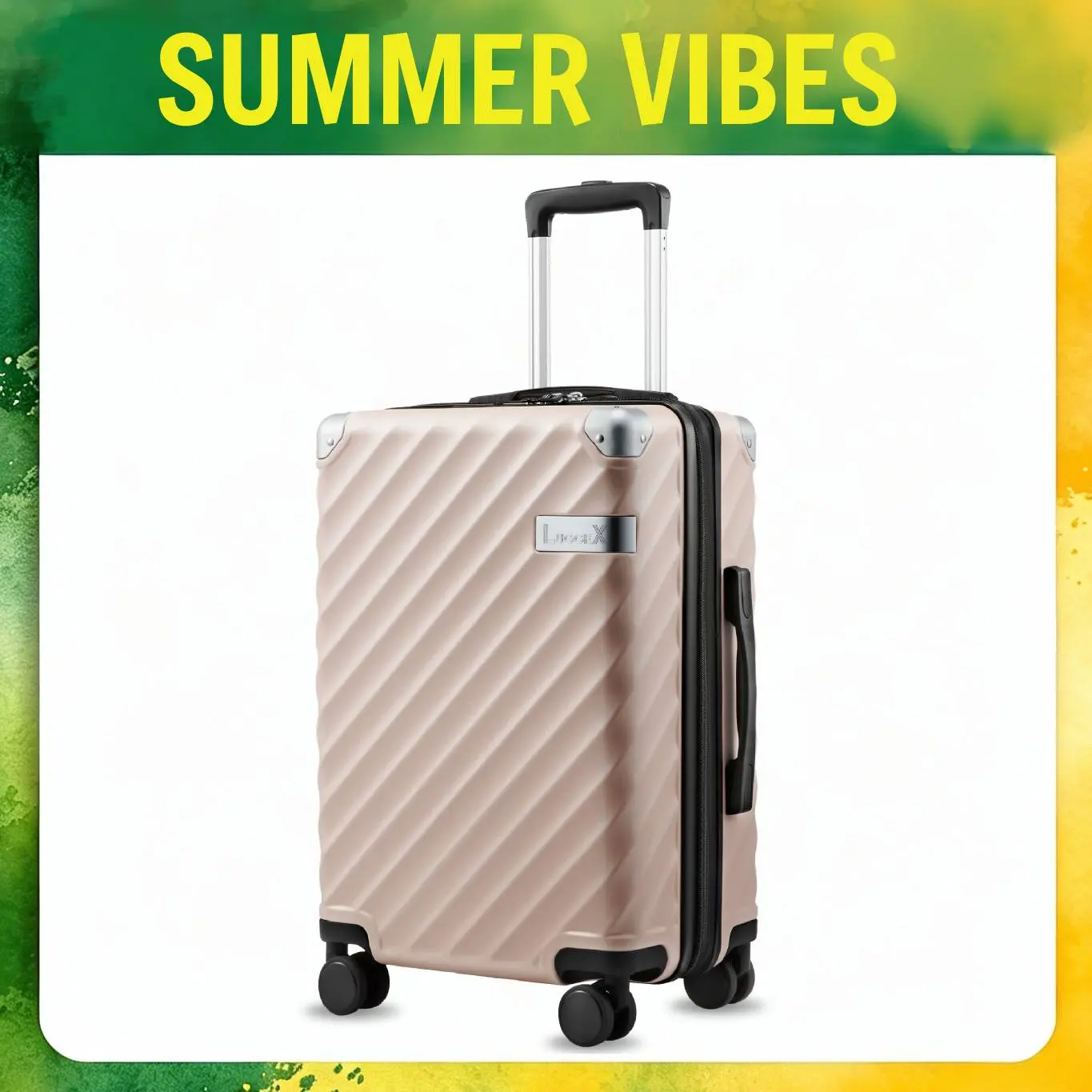 LUGGEX 20 Inch Carry On Luggage Airline Approved, Expandable Polycarbonate Hard Shell Suitcase with Spinner Wheels for Travel & Business summervibes EX-Core tiktokshopbacktoschool