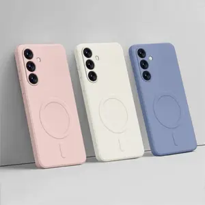 US-CASE - Luxury Silicone Magnetic Wireless Charge Case For Samsung Galaxy A55 S24 S26Ultra S23 FE S22 21Plus Magsafe Shockproof Cover