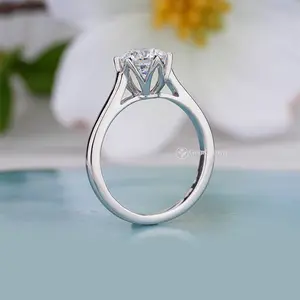 Tulip Set Round Cut Solitaire Engagement Ring