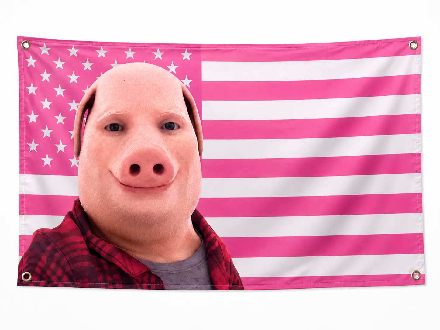 John Pork Pink American Flag Tapestry