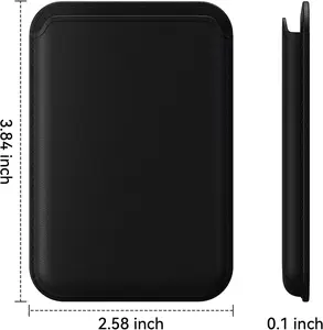 Stronger Magnetic RFID Leather Mag-Safe Card Holder for iPhone 16 Series, Mag-Safe Accessories Stick on Series of iPhone 17/16/15/14/13/12 and Pro/Promax, Black