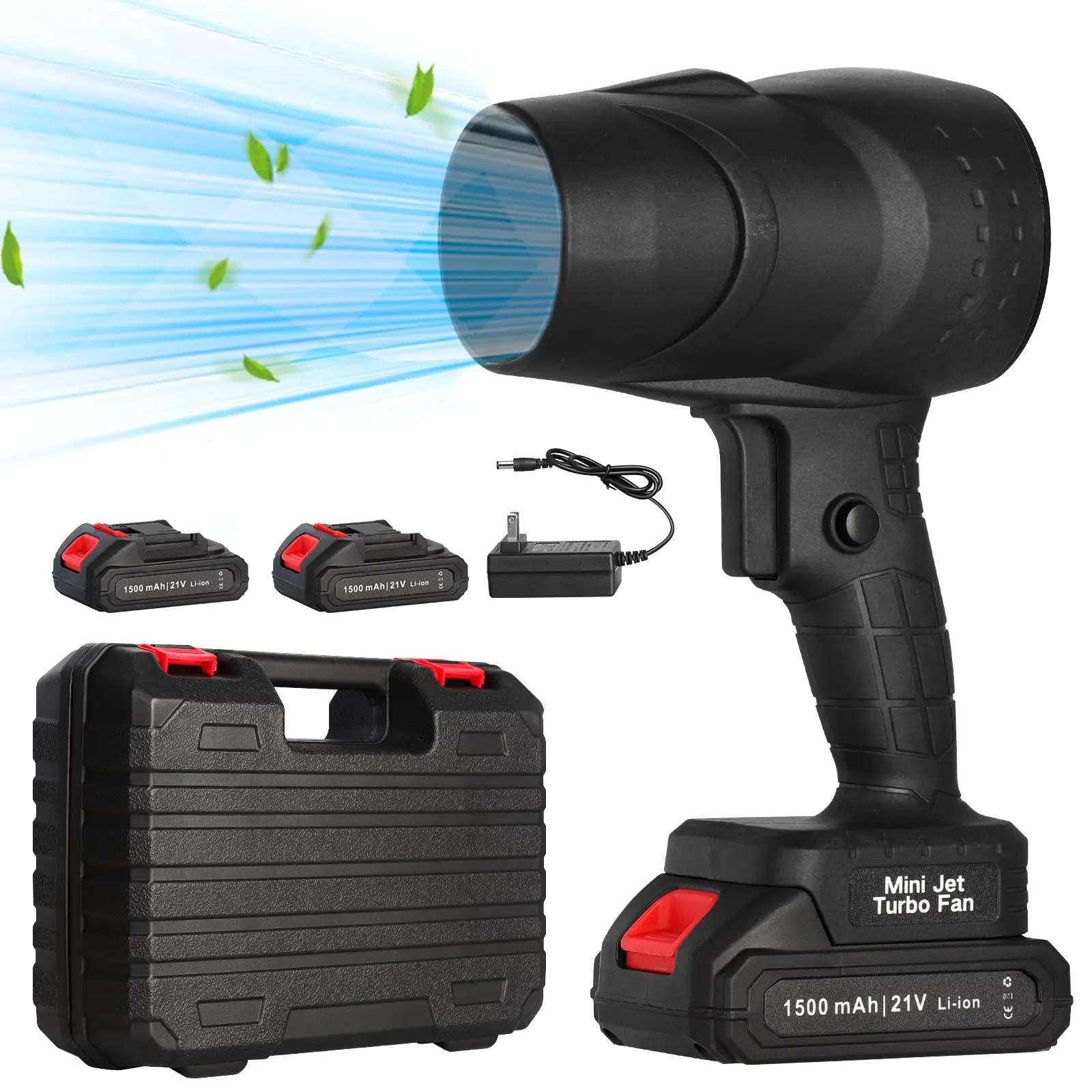 JOYYE Cordless Leaf Blower Power Turbo Fan, Turbo Jet Blower, Dust Air Blower, Portable Handheld Car Dust Cleaning Drying, Snow Removal, Outdoors