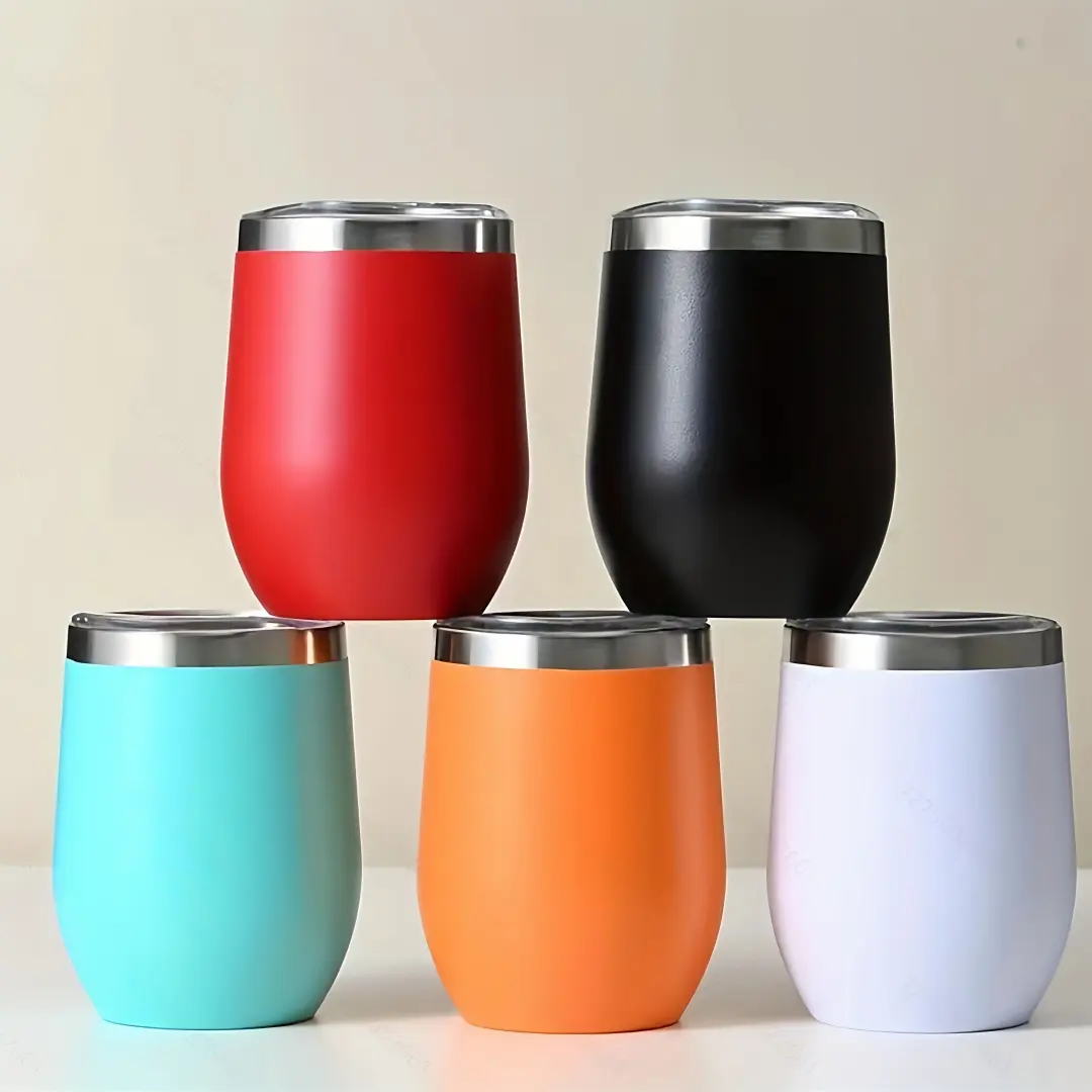 LMMAKE 1PC 12oz Insulated Wine Tumbler with Lid, Double-Wall Vacuum Stainless Steel Wine Glass & Coffee Mug, Insulated Tumbler Cup for Champagne, Beer — Its double-wall vacuum design retains heat for hot coffee and keeps bubbly beverages cold