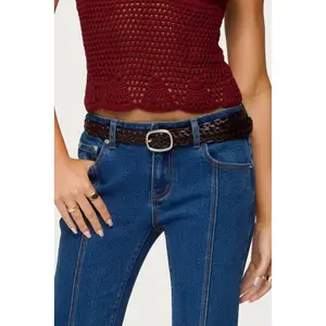 Woven Faux Leather Belt